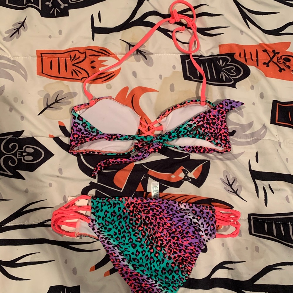 Neon Multi Colored Cheetah Print Bikini